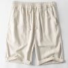 6a67ed72c2af249e6862f86aa2506757db1e8ede87eb4aee4ee1e04b924959a3.jpg Short Sleeve Half Button Fly Henley Collar Shirt & Linen Cotton Blend 11" Shorts