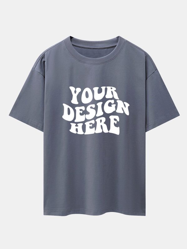 6cc2fac82ddea036455ed5e9aad6f4c494524581c4515c5d6da1b39f1364d7a2.jpg Your Design Here Print Drop Shoulder Oversize T-Shirt