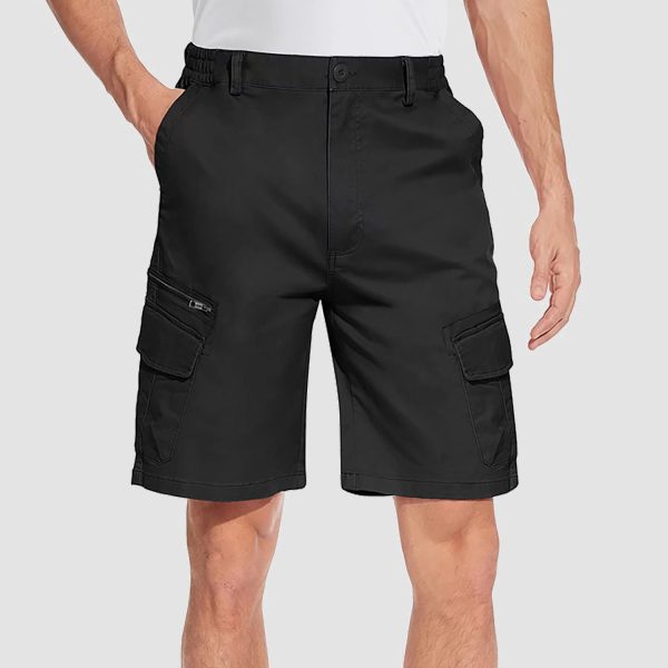 6d3d0354d320847923a8950e584697d626770ad370f29a5cfd0bbcb965d3247a.jpg Men Classic Cargo Lightweight Many Pockets Work Elastic Waist Casual Cotton Comfortable Shorts