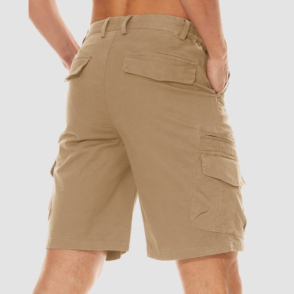 6d493f843fa372e0945b7570ee43e8fab38a636bde3a61b0812a0509729a3c5f.jpg Men Classic Cargo Lightweight Many Pockets Work Elastic Waist Casual Cotton Comfortable Shorts
