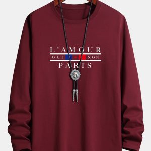 6e4964d40c4a7dccc7465ef2cc26ddbde4f432b6a0e0f5d956de802d179c5a51.jpg Long Sleeve Paris Slogan Print Cotton T-Shirt