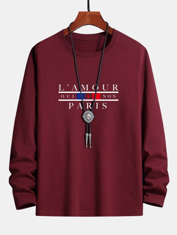 6e4964d40c4a7dccc7465ef2cc26ddbde4f432b6a0e0f5d956de802d179c5a51.jpg Long Sleeve Paris Slogan Print Cotton T-Shirt