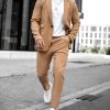 6efff1b020af0dd92ca93fc228c34860f9422ae004c818ae6f8eac0c69a9454e.jpg Casual Plain Notch Lapel Button Pockets Blazer & Pants 2Pcs Set