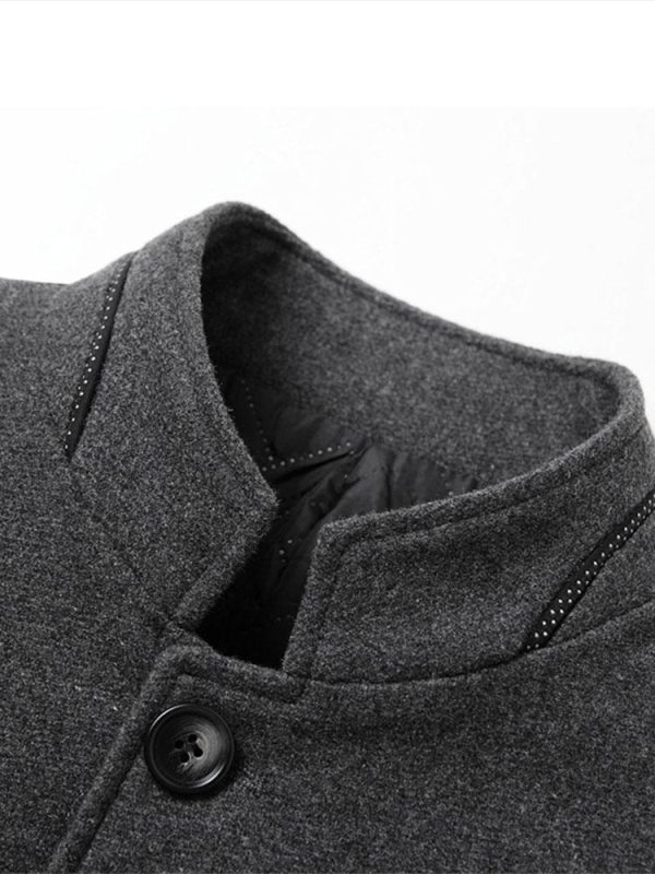 71da9edd1c443e23087347671546b09b02ab5ab5ca51930e54449ef44f9e0683.jpg Stand Collar Wool Blended Blazer