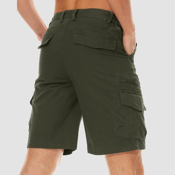 72b412b14c2d4b2d81714261e962435765ba1b9b0805bd59795a7024f800be68.jpg Men Classic Cargo Lightweight Many Pockets Work Elastic Waist Casual Cotton Comfortable Shorts