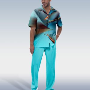730c35ab575f3160669294f502357258aba78ac6884aaa47e42cb6d3bcd4ff3e.jpg Suitmens Men's Painted Print Short Sleeve Walking Suit 239