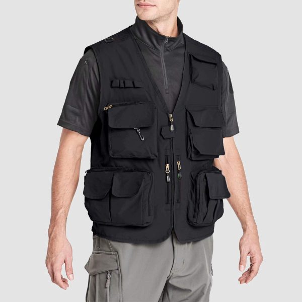 793cfaf5f6eaa60a02c564f0716e9d19cb169a5eb78ca85f3f8f8edf419ff54d.jpg Men's Outerwear Vests Mesh Sleeveless Outdoor Work Vest with Multi Pockets Cargo Waistcoat Fishing