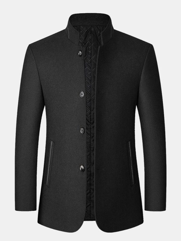 7af9d1649f4cfcccd4f2c9a3c133445425c789f61b9252f14e1efd90cd71fe1a.jpg Stand Collar Wool Blended Blazer