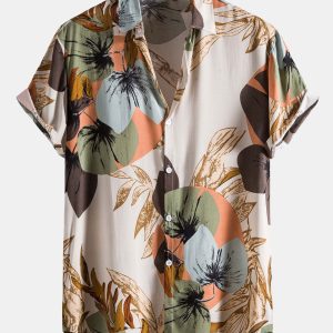 7b6de962c6d58da09dbeb40c3a79e74e5e8d501e59fcf7539459a2163c465e8d.jpg Tropical Print Shirt & Textured Cotton 5" Shorts