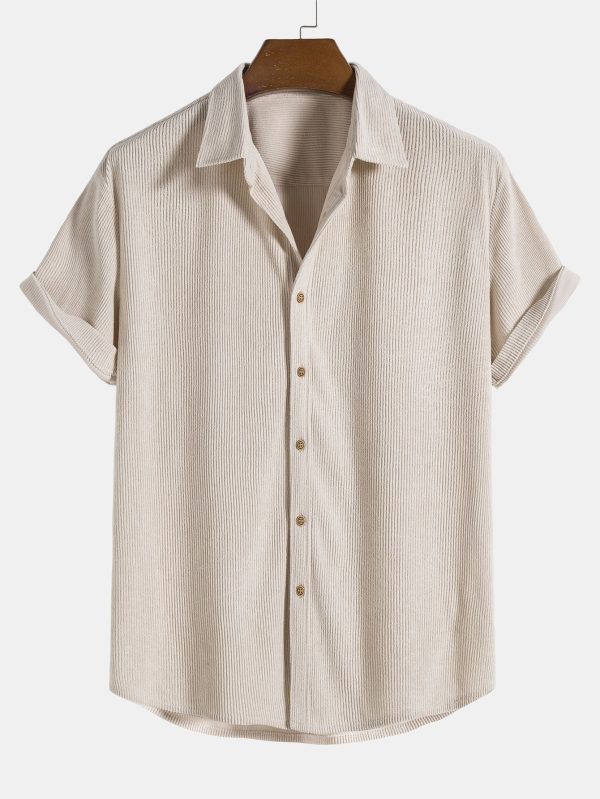 Corduroy Button Up Short Sleeved Shirt & Straight Leg Corduroy Pants
