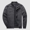 Men's Casual Jacket Lightweight Tactical Cargo Jackets Stand Collar Combat Jacket
