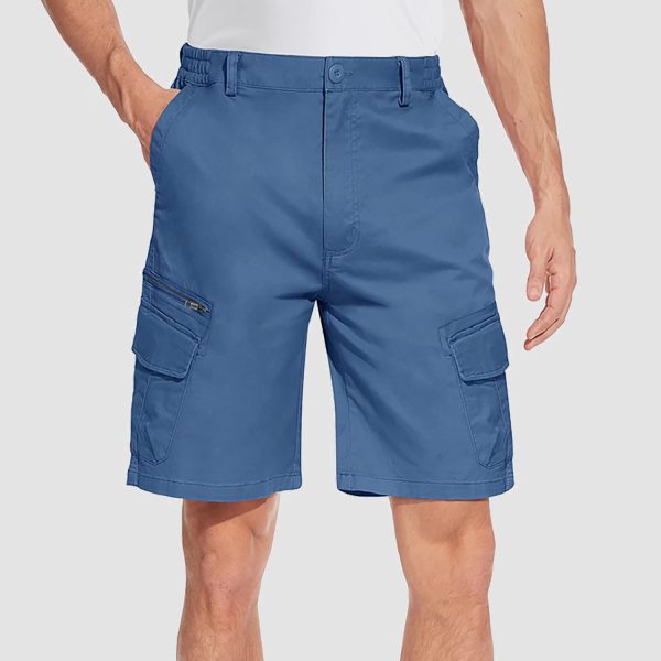 873cbe78b1ab60e50df314d2f6a56665ed772dee66046f6a215a4b3a4adca3ab.jpg Men Classic Cargo Lightweight Many Pockets Work Elastic Waist Casual Cotton Comfortable Shorts