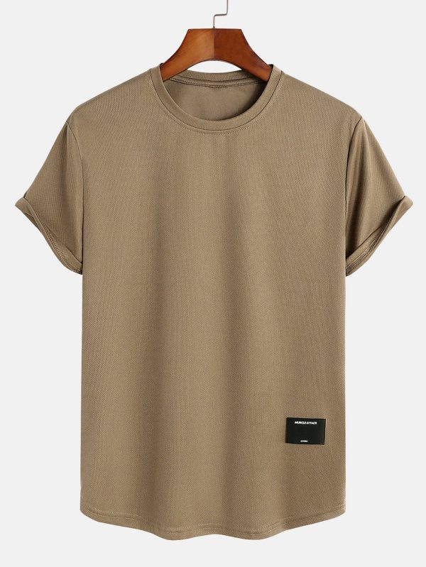 8a064f03b8234215e22b924654f845b1dcfa0ede5860b3b664a3eae11b761532.jpg Muscle Fit Arc Hem Mesh T-Shirt