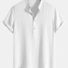 8dc83daea7192a518efa6ba1887e290b4787f7d40c3be81e19c78c0711f07303.jpg Wrinkled Cotton Half Open Placket Henley Collar Shirt & Straight Leg Linen Pants