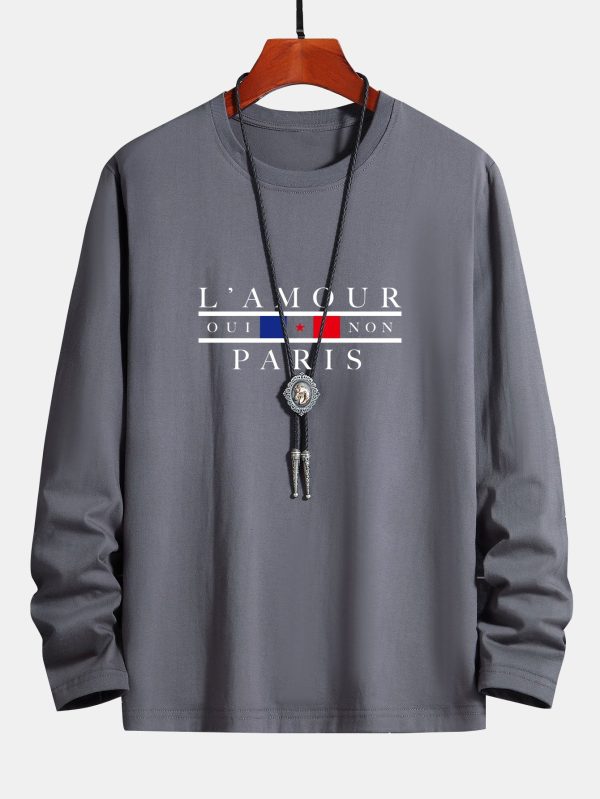 8de96c99dc41ce0bd7bba84b30494fec35cd925d3c8e83c87bd6797bdb4843a3.jpg Long Sleeve Paris Slogan Print Cotton T-Shirt