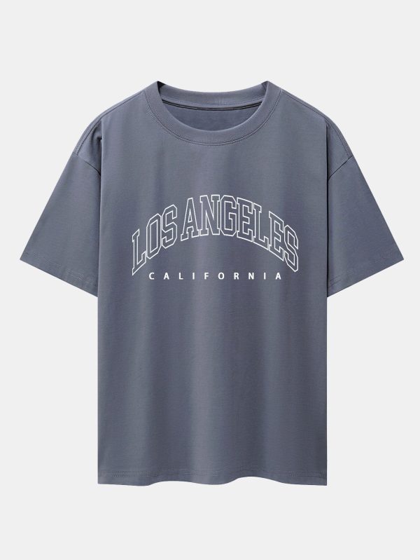 943823a8c50473aff6468d1fcef3e19d56b66895ff3cf175ba628cb86f2d5a22.jpg Los Angeles Letter Print Drop Shoulder Oversize T-Shirt