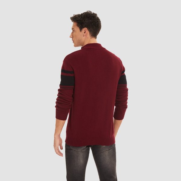 Men's Sweater Half Zipper Turtleneck Warm Pullover Slim Fit Casual Comfortable Striped Knitted Sweaters