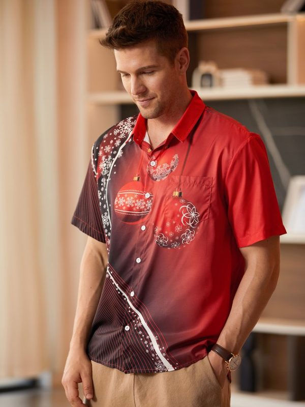991842c3419f4842972373f11255aa6d06a3c1ac75a6c612380e18dded303760.jpg Christmas Decoration Chest Pocket Short Sleeve Shirt
