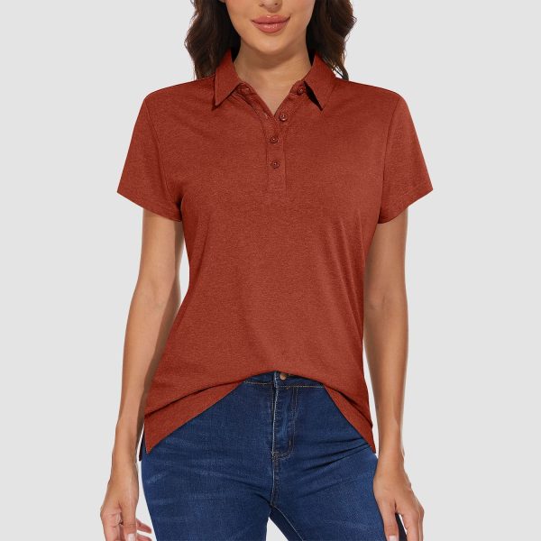 9a6389878a0b0619f34fe1e614294432ec80608201bad2b471e69b07525257a2.jpg Women's Polo T-shirt 4 Buttons Casual T-Shirts Quick Dry Short Sleeve Golf Shirt