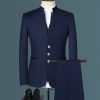 9d0e86d3d3f16812041fc9492a22f21429c3c0332a4cc469b8dd21d3c7badc45.jpg Business Plain Mock Neck Button Front Blazer & Pants Set