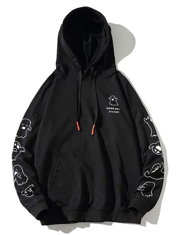Relax Fit Ghost Print Hoodie