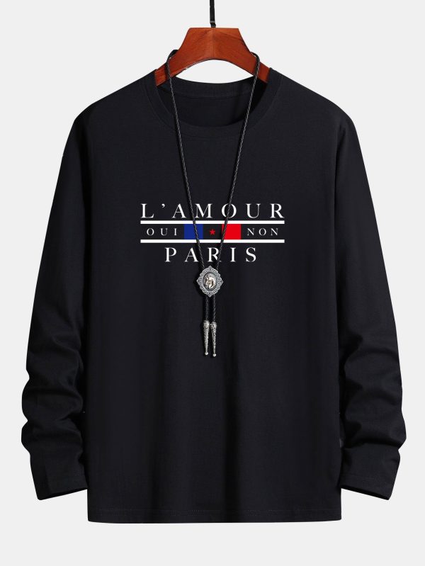 9febcc4f93ebcfe4324ac08a5ff27e83c978cd807958e581215b124fdf8574c4.jpg Long Sleeve Paris Slogan Print Cotton T-Shirt