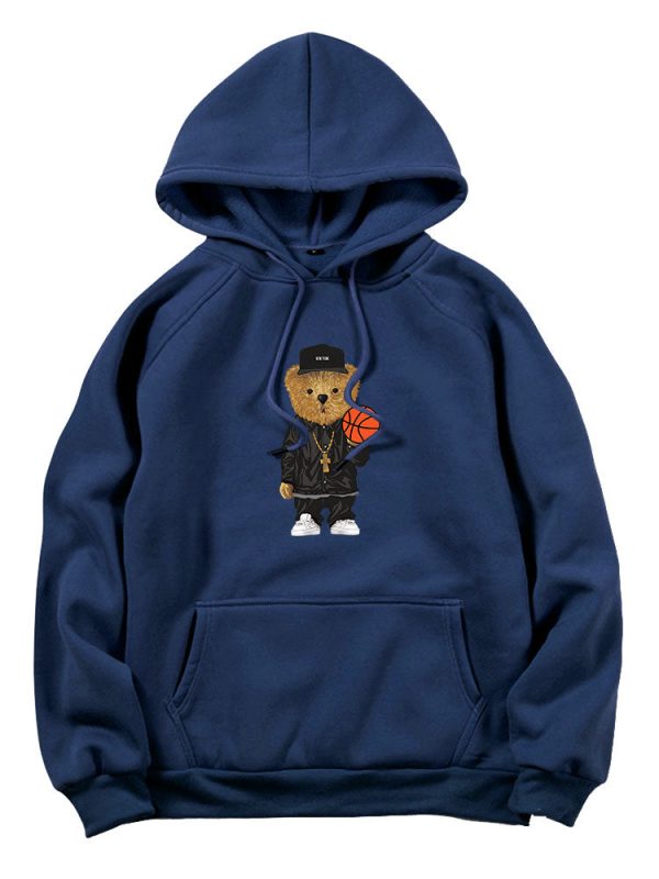 Basketball Bear Print Hoodie & Jogger Pants