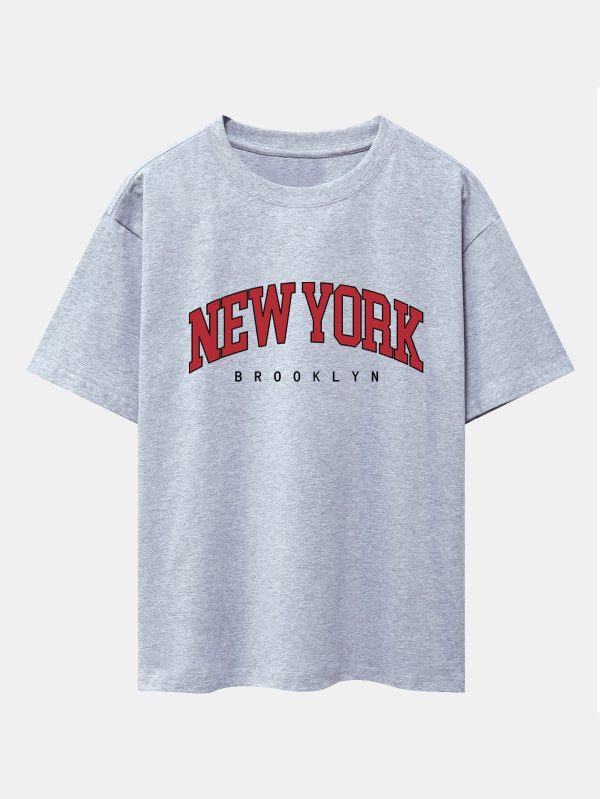 a272f98632f4fd87e441c9fa7459b2b093a201e96437c5e6565aed5460779108.jpg New York Print Drop Shoulder Oversize T-Shirt