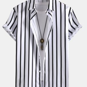 a2fa14d436c0ed2f9eed3cea4f5ba140016e57626640ca01cb33653e0a11d883.jpg Stripe Print Button Up Shirt & Swim Shorts