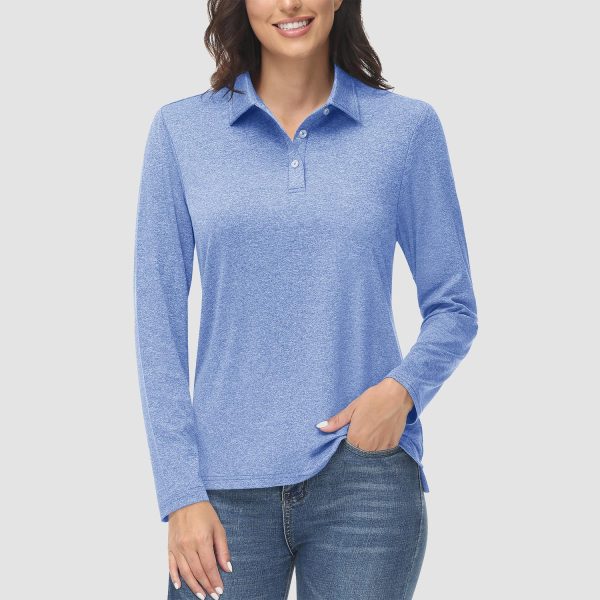 a45f80a443692e7f7685c24a484b1f4575d2be1f2fbcf6f52a9ca25702b385b5.jpg Women's Polo Shirts Long Sleeve UPF 50+ Sun Protection Golf Shirts Quick Dry Athletic Workout Collared Shirt