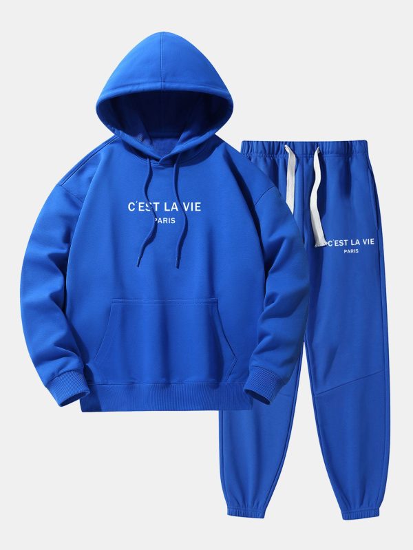 Paris Print Cotton Blend Hoodie & Jogger Pants