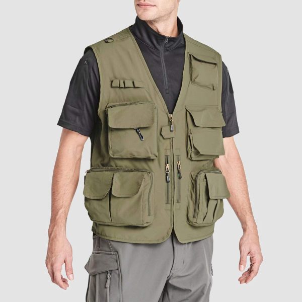 a7d32f8fe23da4ae8a9040d45fcea7c0cf12b83dcaf41dd7d031ed2052d26d43.jpg Men's Outerwear Vests Mesh Sleeveless Outdoor Work Vest with Multi Pockets Cargo Waistcoat Fishing