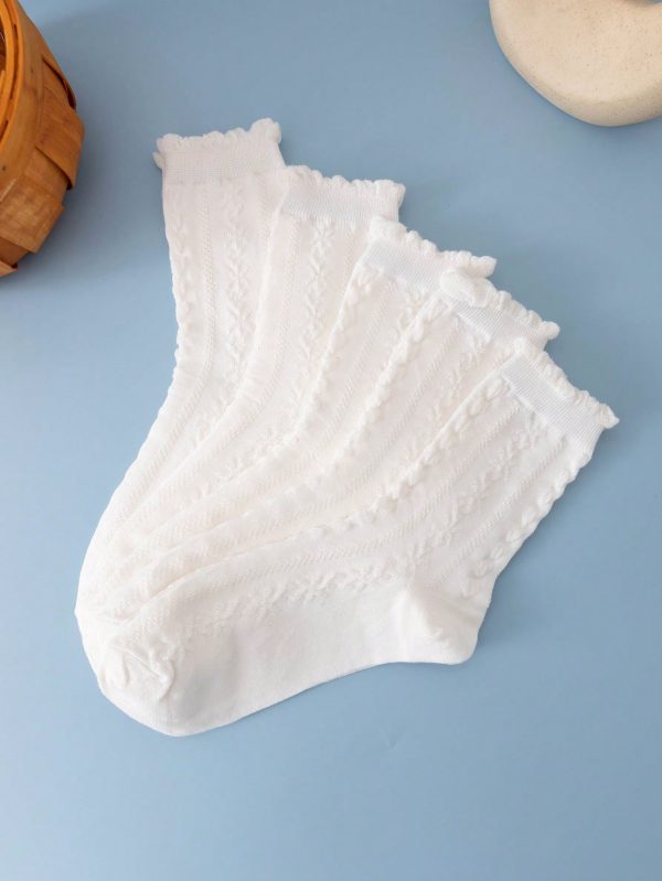 5pairs Solid Crew Socks