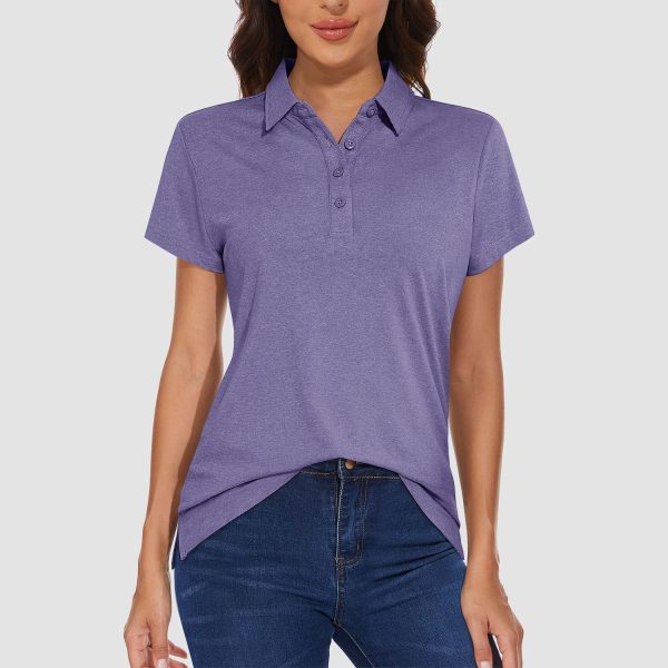 ab07f74e9fba7539b345a58ac382db01d8719e8b46386f0b1e889ee722150044.jpg Women's Polo T-shirt 4 Buttons Casual T-Shirts Quick Dry Short Sleeve Golf Shirt