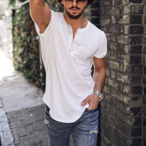 acd40367ce67ba2c3924c503f6a536f637f02425e193f369e0805cd918e8daab.jpg Holiday Casual Solid Color Breathable Henley T-Shirt
