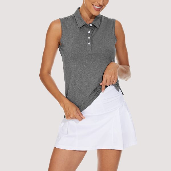 ad1acf1a1da998d00de705115be11ee0d4a4e73150d110ac9f535f6d0af61416.jpg Women's Polo T-Shirts Sleeveless Tennis Golf Tee Shirts 4-Button
