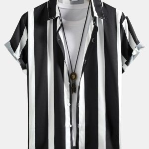 b3dc0c1162d8ea26463fa7bbc8b3b86a307d09796aaa242af2795f51c1acaa20.jpg Striped Print Button Up Shirt & Swim Shorts