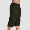 Men Summer Casual 3/4 Long Cargo Shorts Twill Cotton Elastic Waist Multiple Pockets Comfortable Capris Trousers