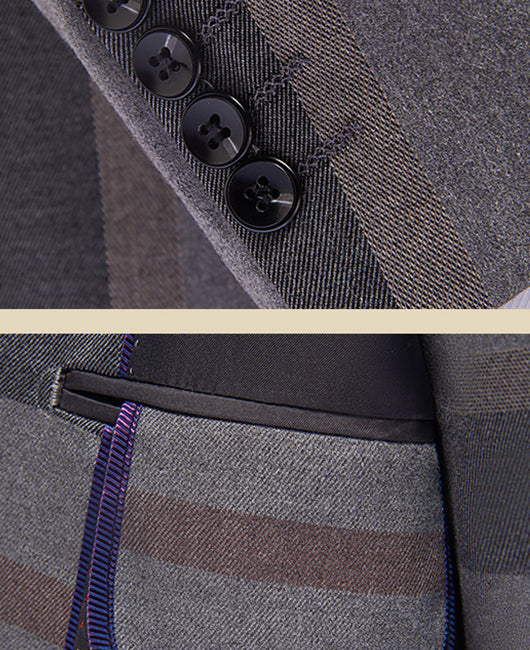 b42d100fb6c21222997a2a439cbe6938b8a3e5ff476f334f4bec40436270f164.jpg Business Plaid Print Lapel Collar Blazer & Blazer Vest & Pants 3pcs Set
