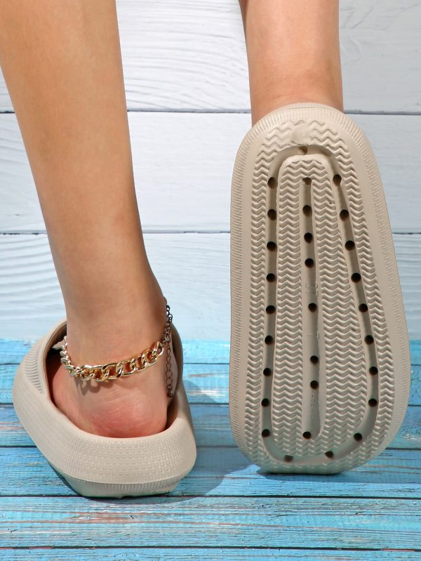 bc13d670b27b5156d5e888087eedae098a9cf9fec6d7c532205a34d204c29def.jpg Women Beige Soft Thick Bottom Slides, Anti-slip Bathroom Slippers