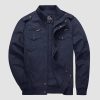 Men's Casual Jacket Lightweight Tactical Cargo Jackets Stand Collar Combat Jacket