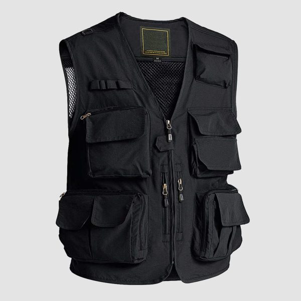bda5443db4cb88fd60eb7c3d7ec8111782817b68da2dcb007b3428d687abf587.jpg Men's Outerwear Vests Mesh Sleeveless Outdoor Work Vest with Multi Pockets Cargo Waistcoat Fishing