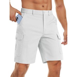 bdc55d32e56332e4181629f64aaaf78ad64d73ebcc55104e675f1b05d032925c.jpg Men's Cargo Shorts with Multi Pockets for Work Elastic Waist Casual Cotton Shorts