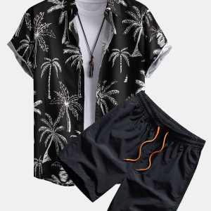c17430b076bb345bd7798440c90d692fef7728d7efba65279c3b6a5860709df3.jpg Palm Tree Print Button Up Shirt & Swim Shorts