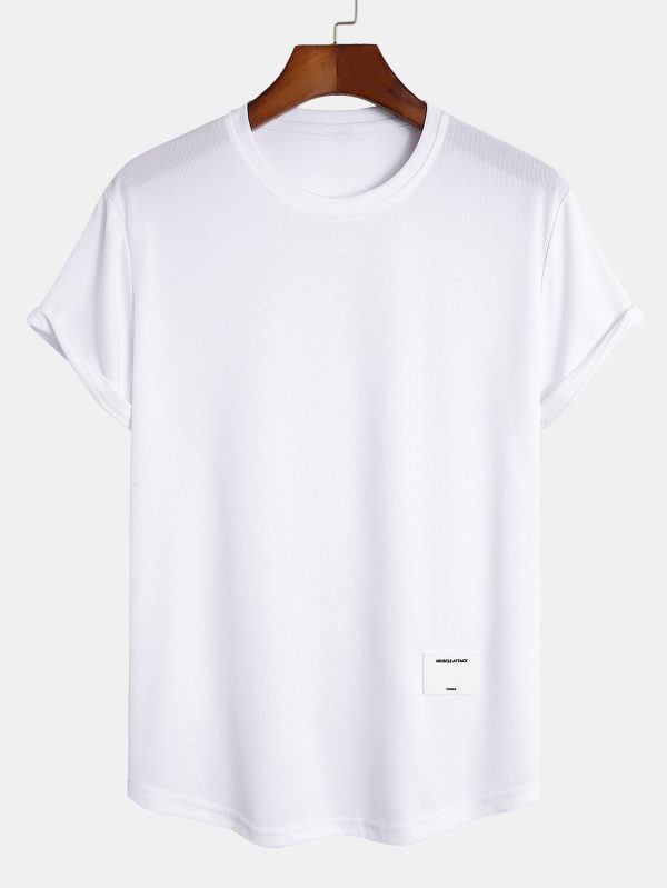 c418b023fa0a06d4fd7fb5af497f6cf9ded379d38ee574c840bd8e77280998e4.jpg Muscle Fit Arc Hem Mesh T-Shirt