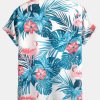 c7ffeb9ec4e938a249918f2f1a5c390518612a6125c389869508caa05e42114c.jpg Flamingo Tropical Print Button Up Shirt & Short Length Swim Shorts