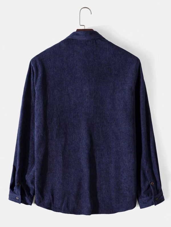 Corduroy Color Block Patchwork Shirt