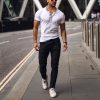 Men's Casual Breathable Vintage Henley Collar Cotton Short Sleeve T-Shirt