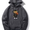 Basketball Bear Print Hoodie & Jogger Pants