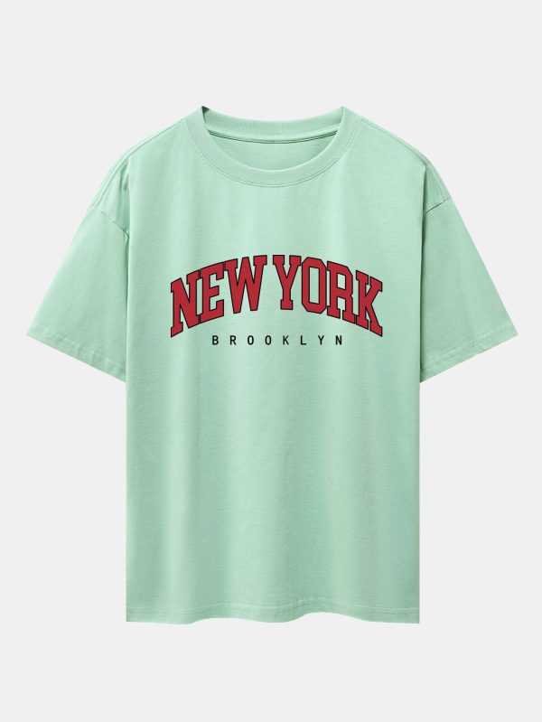 cd6b01b6588a14835c81bd05626ff4089dff339bb96a6303fd02d6cbdab1aafa.jpg New York Print Drop Shoulder Oversize T-Shirt